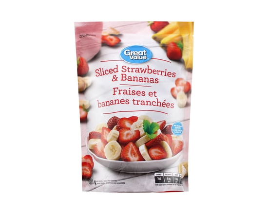 Fraises et bananes tranchées de Great Value - 600 grams