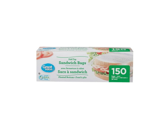 Great Value Sacs à Sandwich à Rabat, 150 Sacs