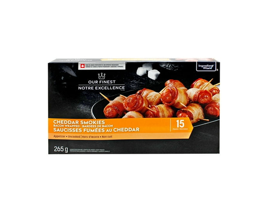 Our Finest Bacon Wrapped Cheddar Smokies - 265 g