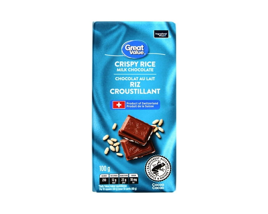Great Value Crispy Rice Milk Chocolate Bar - 100 g