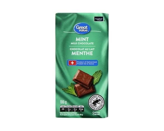 Great Value Mint Milk Chocolate - 100 g