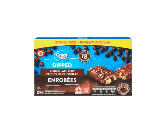 Great Value Chocolate Dipped Granola Bars, Family Size - 558 g