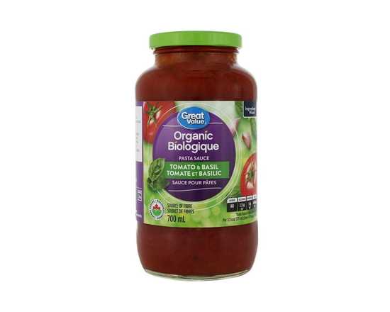 Great Value Organic Tomato Basil Pasta Sauce - 700 mL