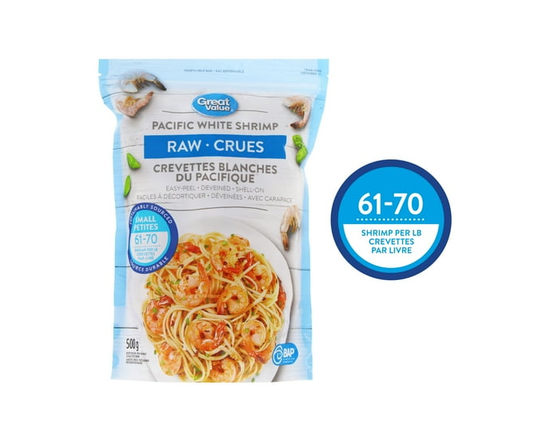 Great Value Raw Pacific White Shrimp 61/70 - 500 grams
