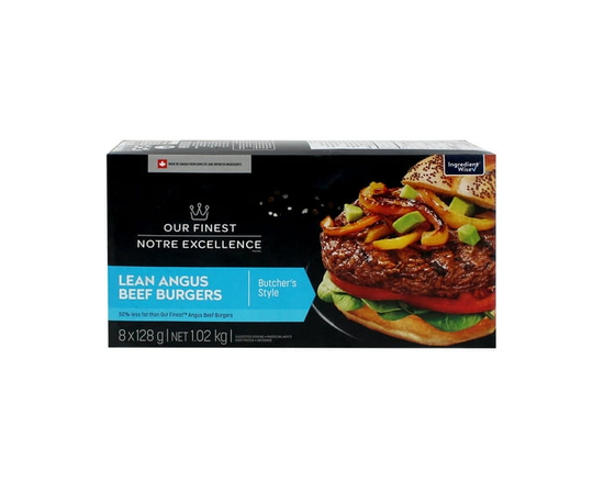 Our Finest Frozen Lean Angus Beef Burgers 8x128g - 1.02 kg