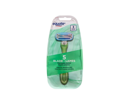 Equate 5 Blade Disposable Razors for Women, Sensitive Skin
