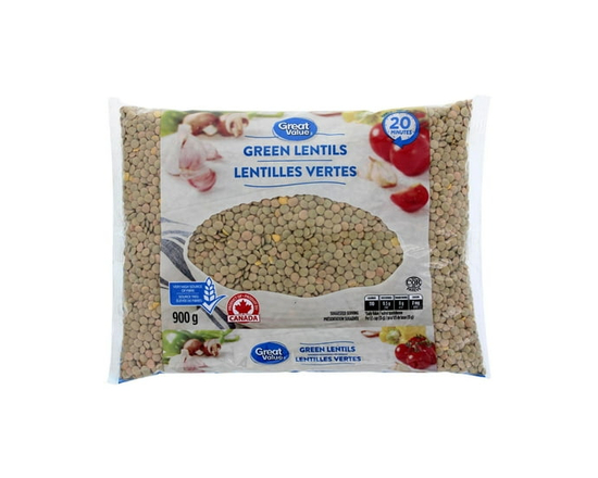Great Value Green Lentils - 900 g