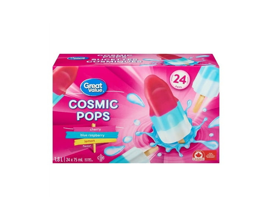 Great Value Cosmic Ice Pops packaged in a Box - 75 mL