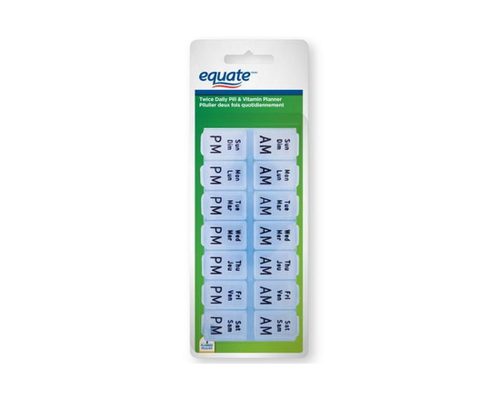 Equate Twice Daily Pill & Vitamin Planner, Box - L