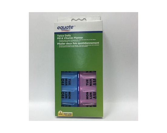 Equate Twice Daily Pill & Vitamin Planner Box, XL - L/XL