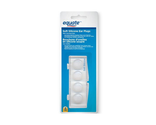 Equate Soft Silicone Ear Plugs with Carrying Case, 2 Pairs