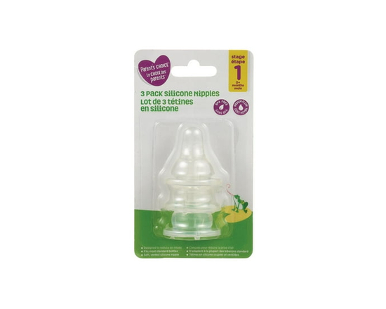Parent’s Choice 3-Pack Silicon Nipples - One Size