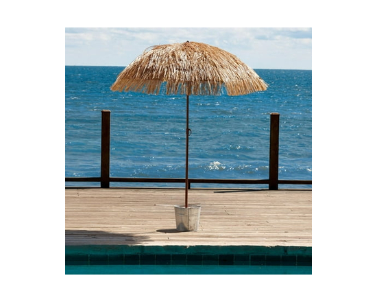 Mainstays 6 ft. Thatched Hula Round Beach Umbrella - 6 feet (Brown)