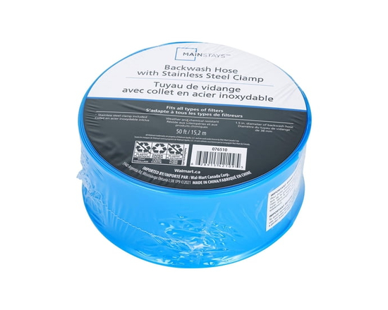 Mainstays 50' Pool Backwash Hose with Stainless Steel Clamp - 6" x 2.65" x 6" - 6" x 2.65" x 6"