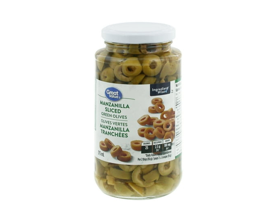 Great Value Manzanilla Sliced Green Olives - 375 mL
