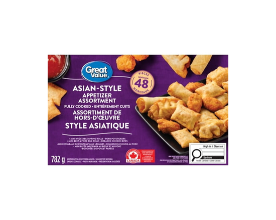 Great Value Assortiment de hors-D'œuvre de Style Asiatique Congelés - 782 g