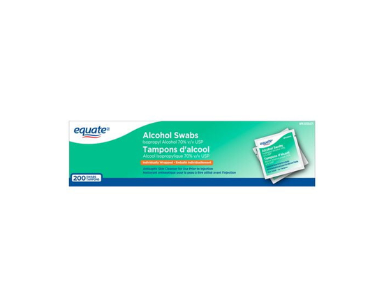 Tampons alcoolises, Alcool isopropylique USP à 70 % v / v Equate, Taille unique - Taille unique