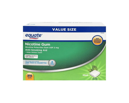 Equate Nicotine Gum, Mint, 2mg