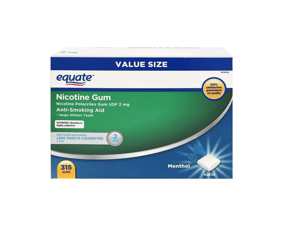 Equate Nicotine Gum, Menthol, 2mg - 2mg