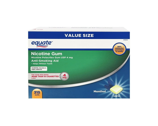 Equate Nicotine Gum, Menthol, 4mg