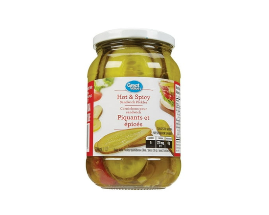 Great Value Hot & Spicy Sandwich Pickles - 500 mL