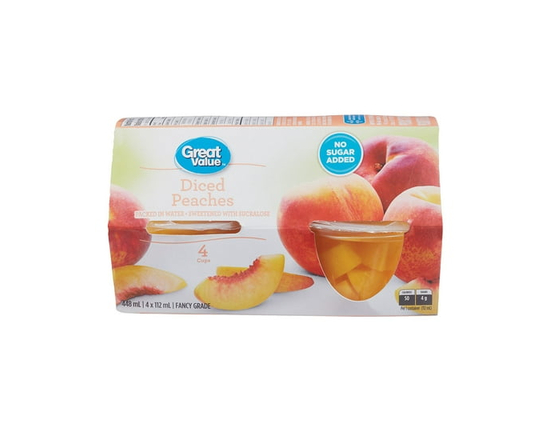 Great Value Diced Peaches Fruit Bowl - 112 mL