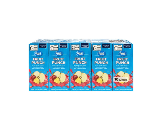 Great Value Fruit Punch Drink,10x200ml - 200 mL