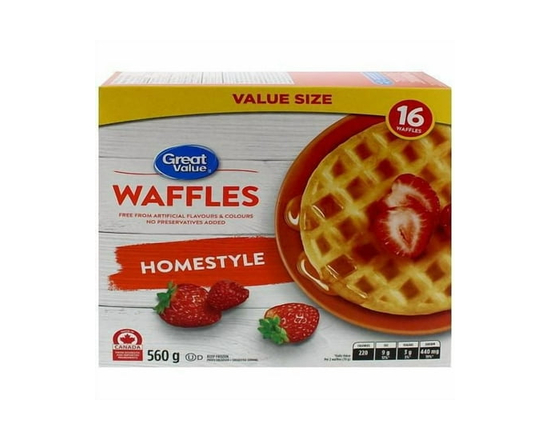 Great Value Homestyle Waffles, 560g, 16 Waffles - 560 g