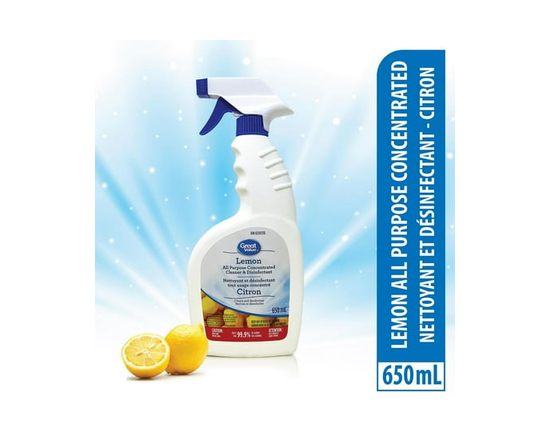 Great Value All-Purpose Cleaner, Spray, Lemon Scent, 650ml - 650 mL