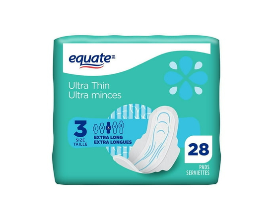 Equate Extra Long Super Ultra Thin Pads with Flexi-Wings® - One Size