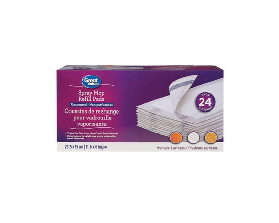 Coussins de rechange pour vadrouille vaporisante non parfumées Great Value - 11.6 pouces x 6 pouces