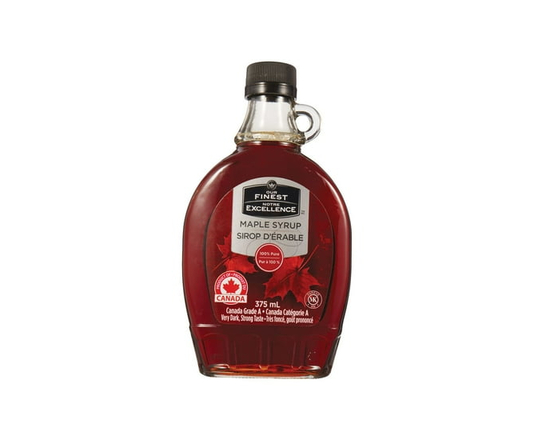 Our Finest 100% Pure Maple Syrup Canada Grade A Very Dark, Strong Taste - 375 mL