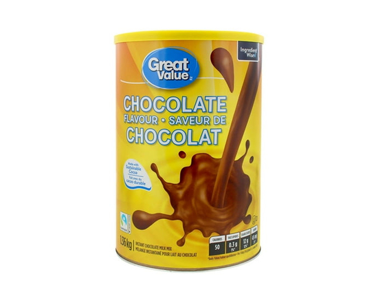Great Value Chocolate Flavour Instant Chocolate Milk Mix - 1.36 KG