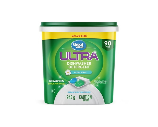 Great Value Ultra Dishwasher Detergent Pacs, 90ct - 945 g