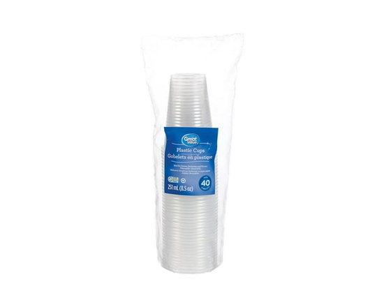 Great Value Plastic Cups, 40 Cups