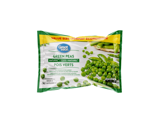 Great Value Frozen Green Peas, Grade A, Value Size
