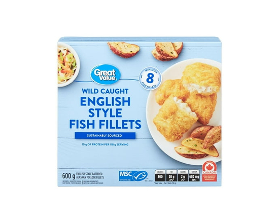 Great Value – Filets de poisson panés à l'anglaise, surgelés - 600 g
