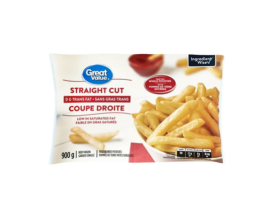 Pommes de terre frites surgelées à coupe droite Great Value - 900 g