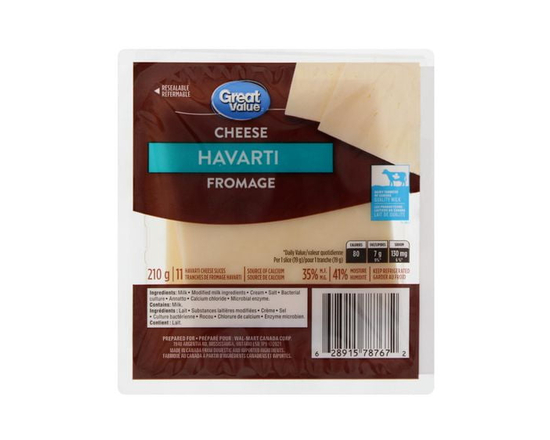 Tranches de fromage Havarti Great Value