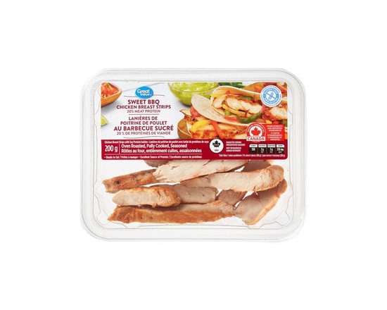Great Value fully cooked Sweet BBQ Chicken Breast Strips
