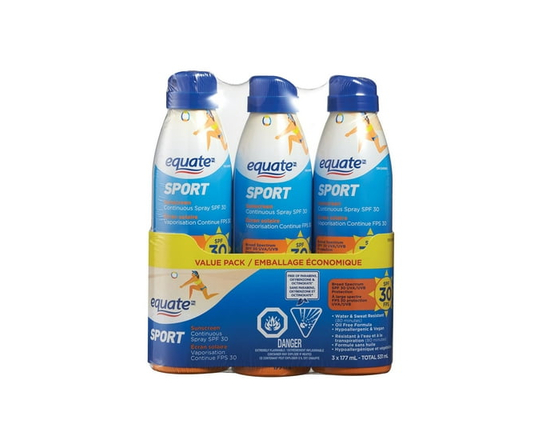 Equate Sport SPF 30 Continuous Spray Sunscreen - 177ml