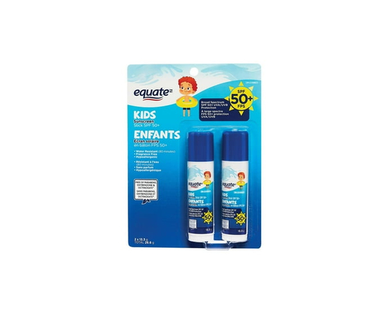 Equate Kids SPF 50+ Sunscreen Sticks - 26.6g