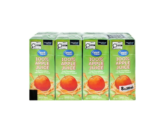 Great Value Jus de Pomme Fait de Concentré 200ML, Lot de 8 - 200 ml