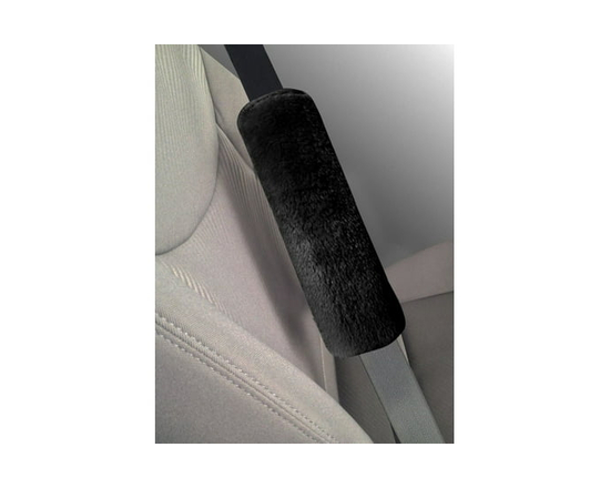 Auto Drive Faux Sheepskin Seat Belt Shoulder Pad for Adults and Kids, Soft and Comfortable Travel Protector, Black - Universal