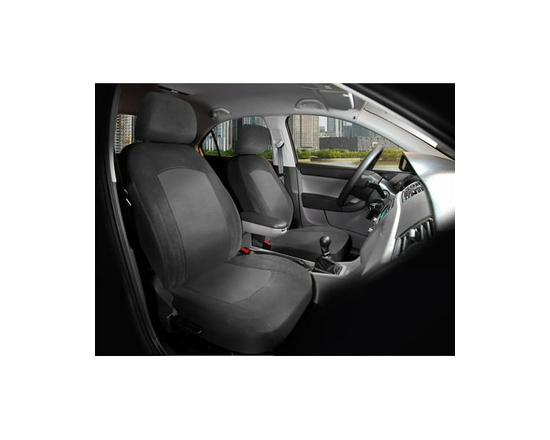 AUTO DRIVE Jacquard and Velour 2PC Front Seat Cover Low Back, Black - Universal