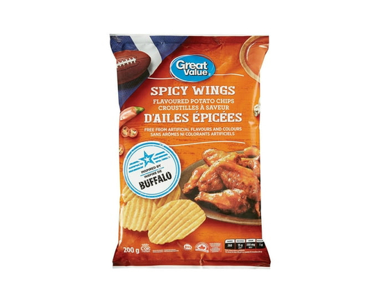Great Value Spicy Wings Flavoured Potato Chips - 200 g