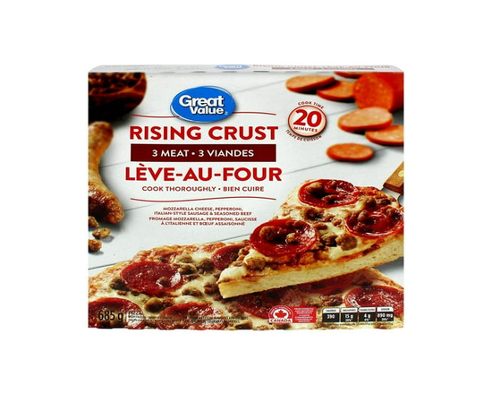 Great Value Rising Crust 3-Meat Pizza - 685g