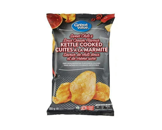 Great Value Sweet Chili and Sour Cream Kettle Cooked Potato Chips - 180 g