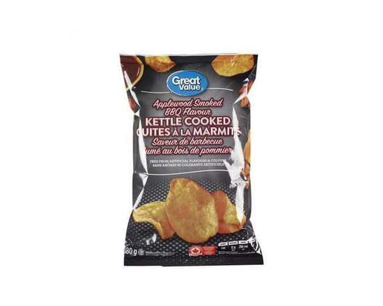 Great Value Applewood Smoked BBQ Kettle Cooked Potato Chips - 180 g