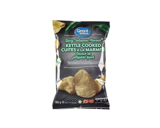 Great Value Spicy Jalapeño Kettle Cooked Potato Chips - 180 g